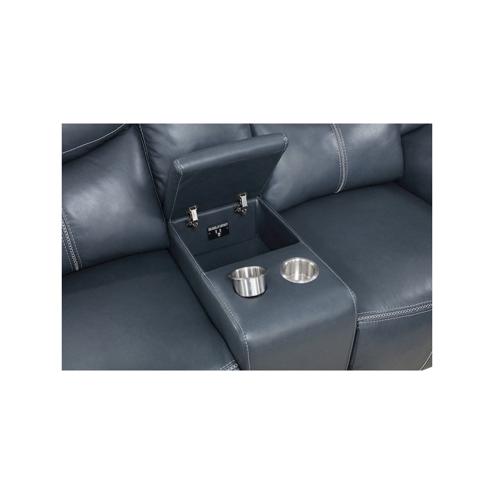Sloane Upholstered Padded Arm Reclining Loveseat Blue. Picture 11