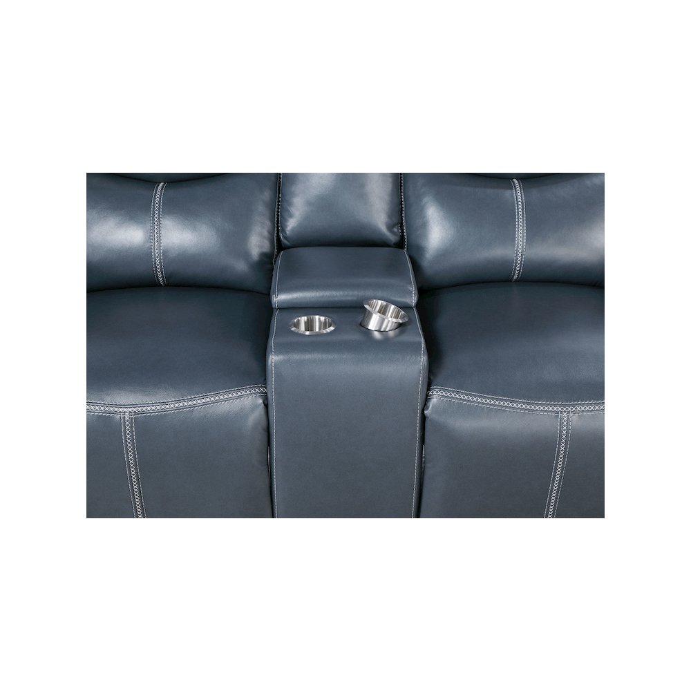 Sloane Upholstered Padded Arm Reclining Loveseat Blue. Picture 12
