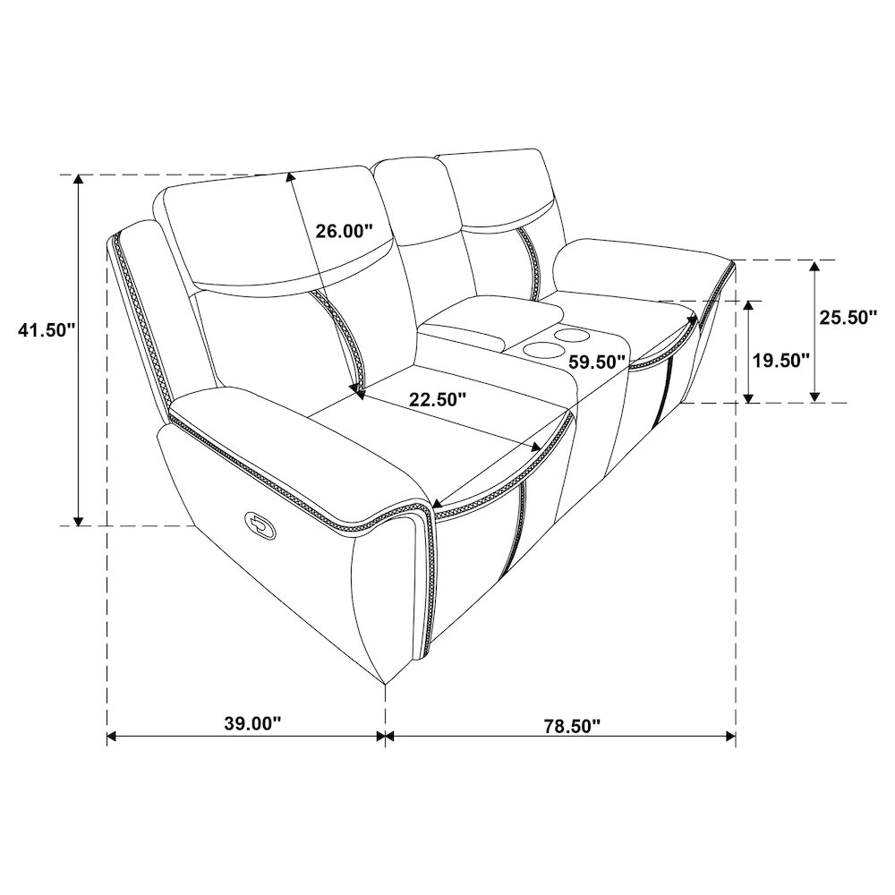Sloane Upholstered Padded Arm Reclining Loveseat Blue. Picture 13
