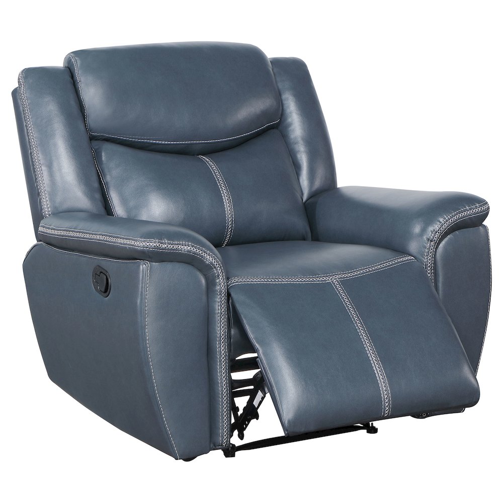 Sloane Upholstered Padded Arm Recliner Chair Blue. Picture 3