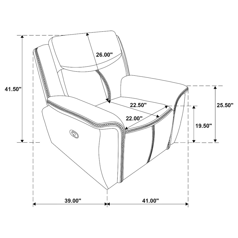 Sloane Upholstered Padded Arm Recliner Chair Blue. Picture 11