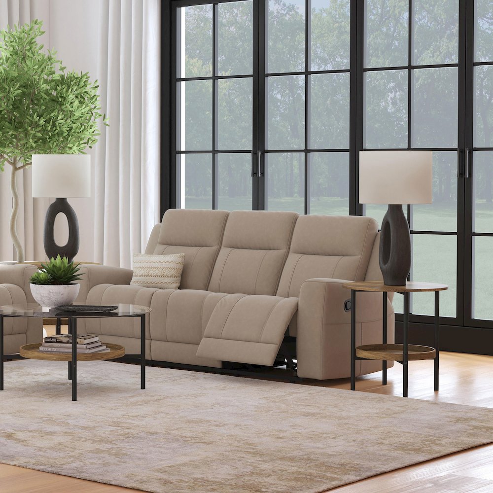 Brentwood Upholstered Motion Reclining Sofa Taupe. Picture 11