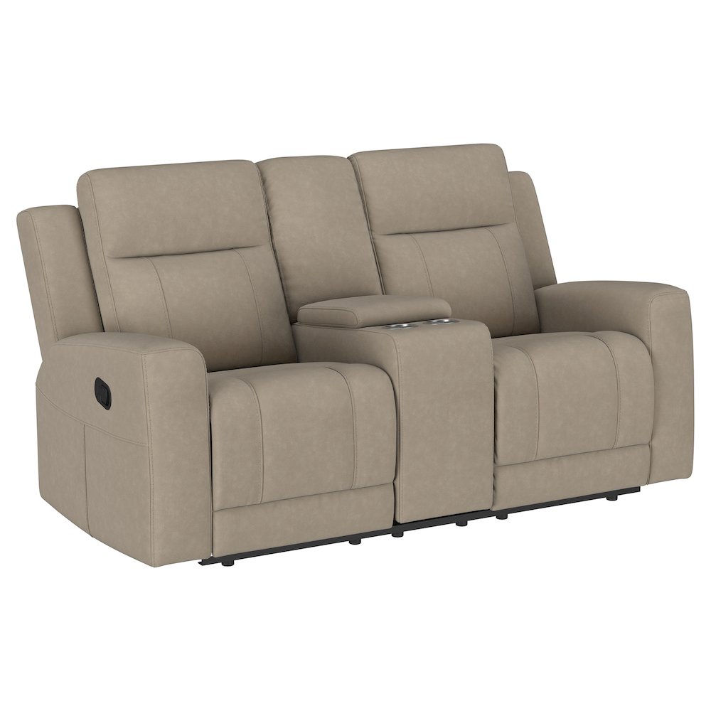 Brentwood Upholstered Motion Reclining Loveseat Taupe. Picture 1