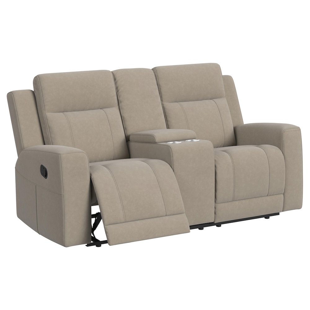 Brentwood Upholstered Motion Reclining Loveseat Taupe. Picture 3