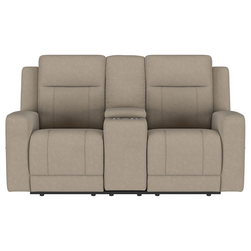Brentwood Upholstered Motion Reclining Loveseat Taupe. Picture 4