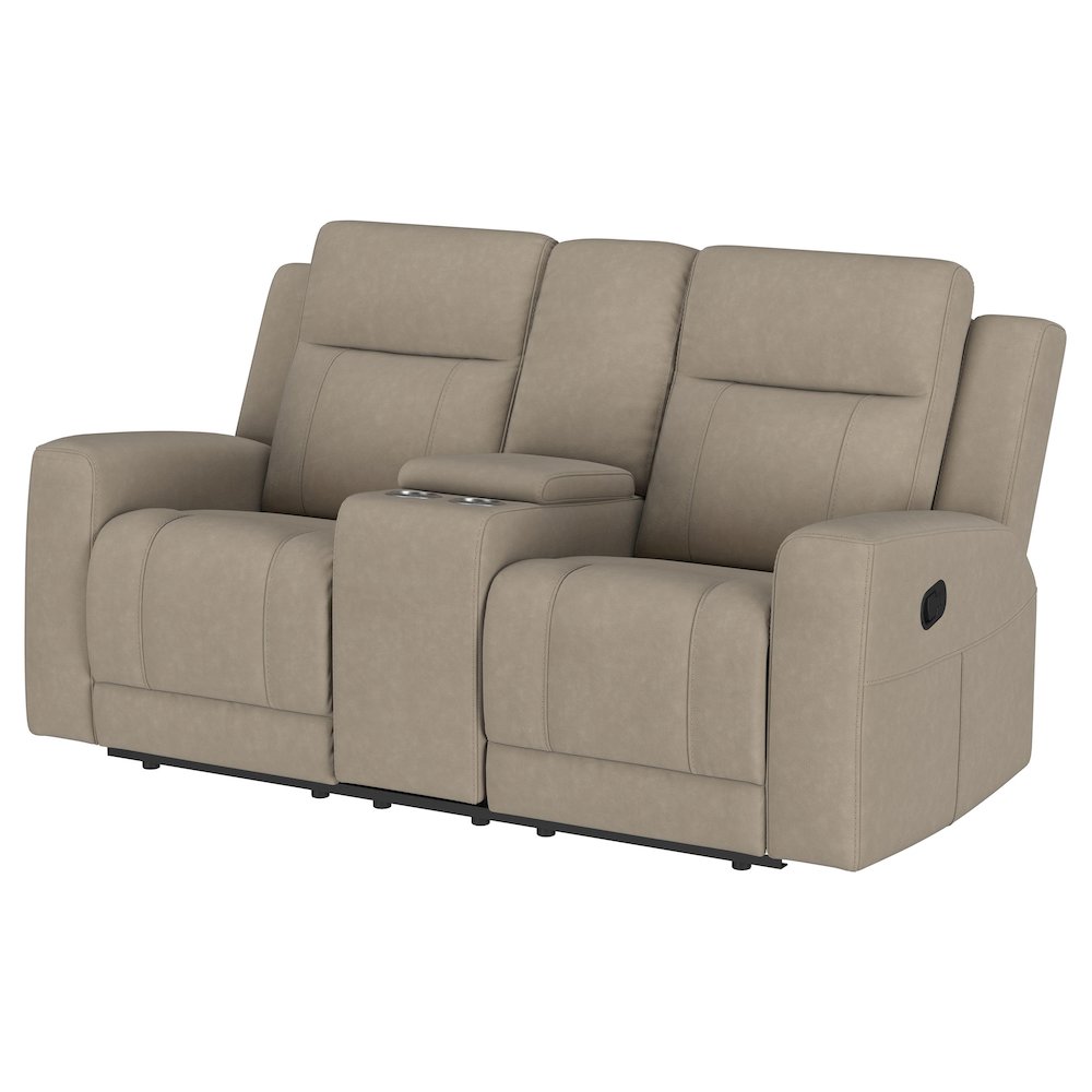 Brentwood Upholstered Motion Reclining Loveseat Taupe. Picture 5