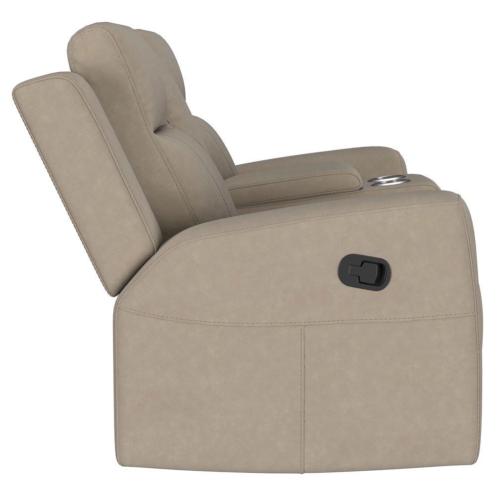 Brentwood Upholstered Motion Reclining Loveseat Taupe. Picture 10