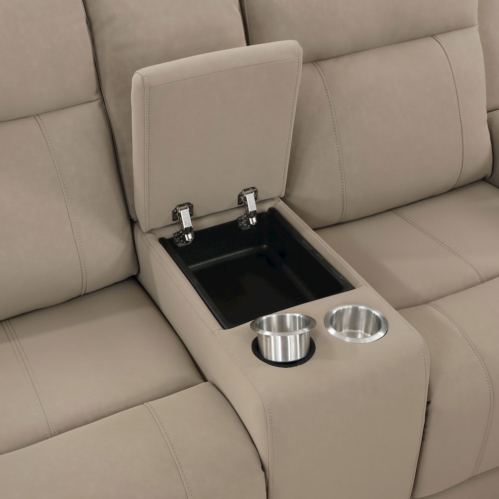 Brentwood Upholstered Motion Reclining Loveseat Taupe. Picture 14
