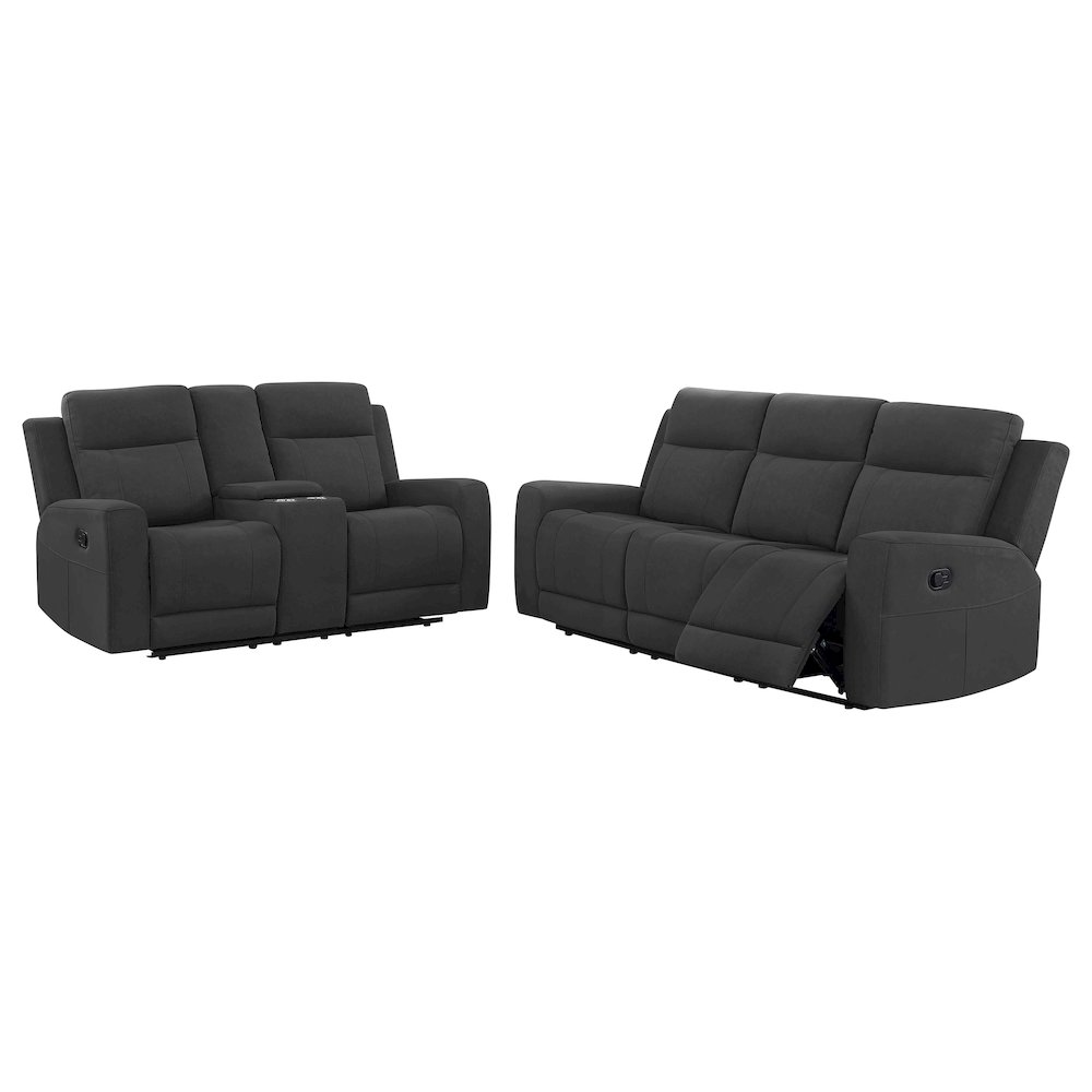 Brentwood 2-piece Upholstered Reclining Sofa Set Charcoal. Picture 1