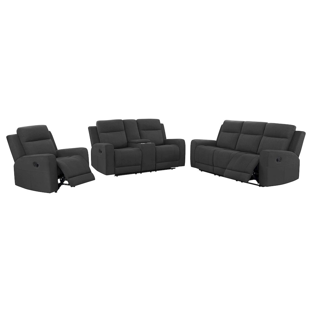 Brentwood 3-piece Upholstered Reclining Sofa Set Charcoal. Picture 1