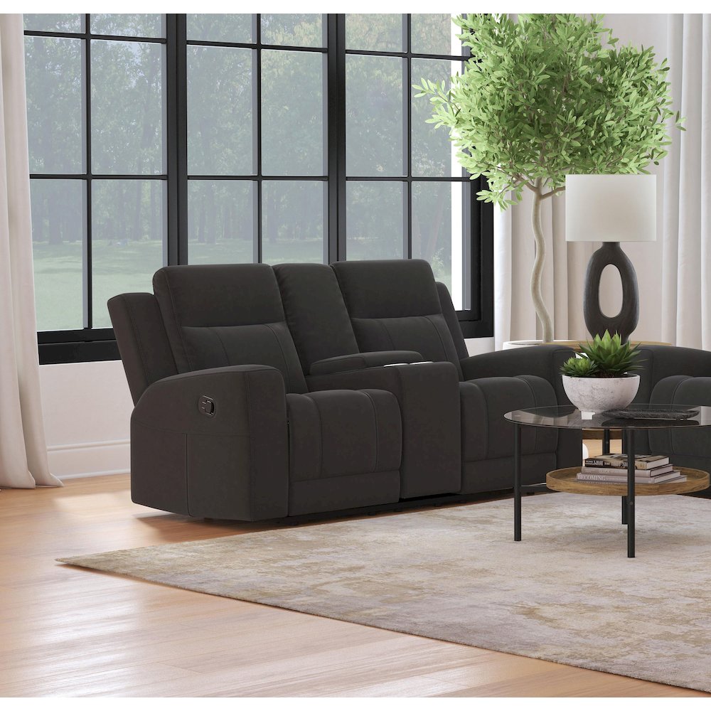Brentwood Upholstered Reclining Loveseat Dark Charcoal. Picture 11