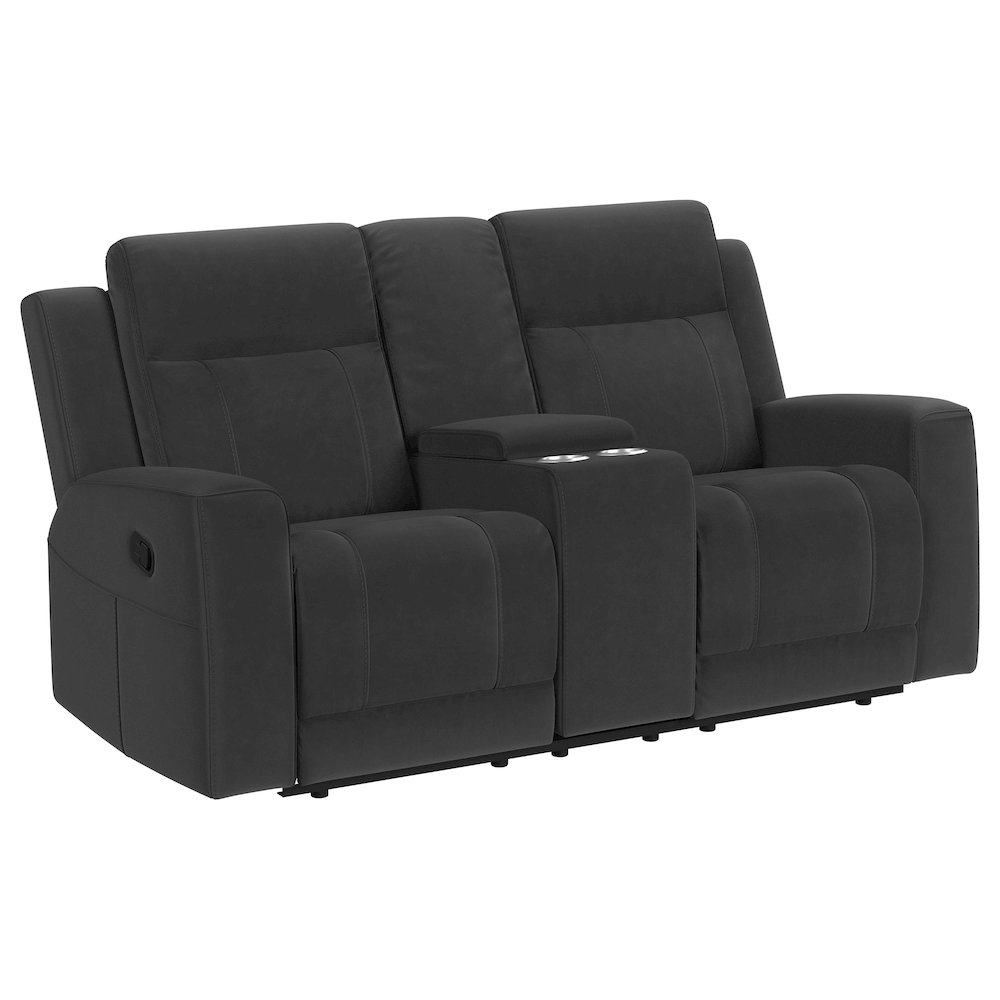 Brentwood Upholstered Reclining Loveseat Dark Charcoal. Picture 1