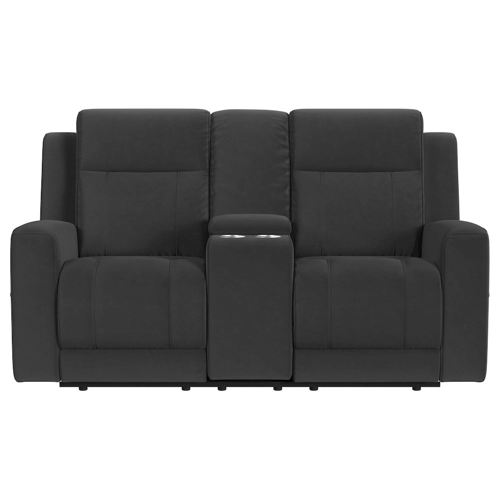 Brentwood Upholstered Reclining Loveseat Dark Charcoal. Picture 3
