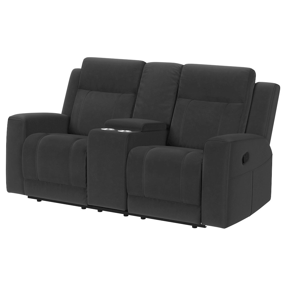 Brentwood Upholstered Reclining Loveseat Dark Charcoal. Picture 4