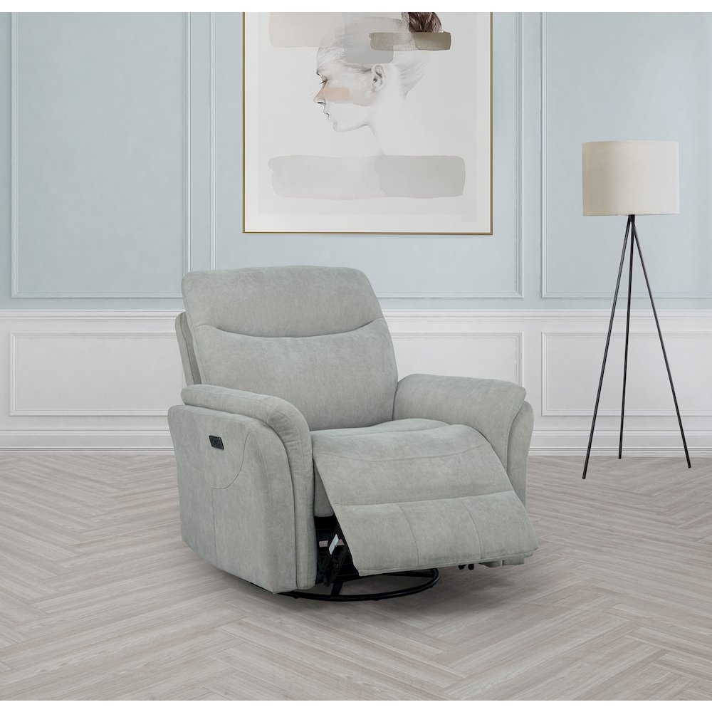 Adler Upholstered Power Swivel Glider Recliner Ivory. Picture 3