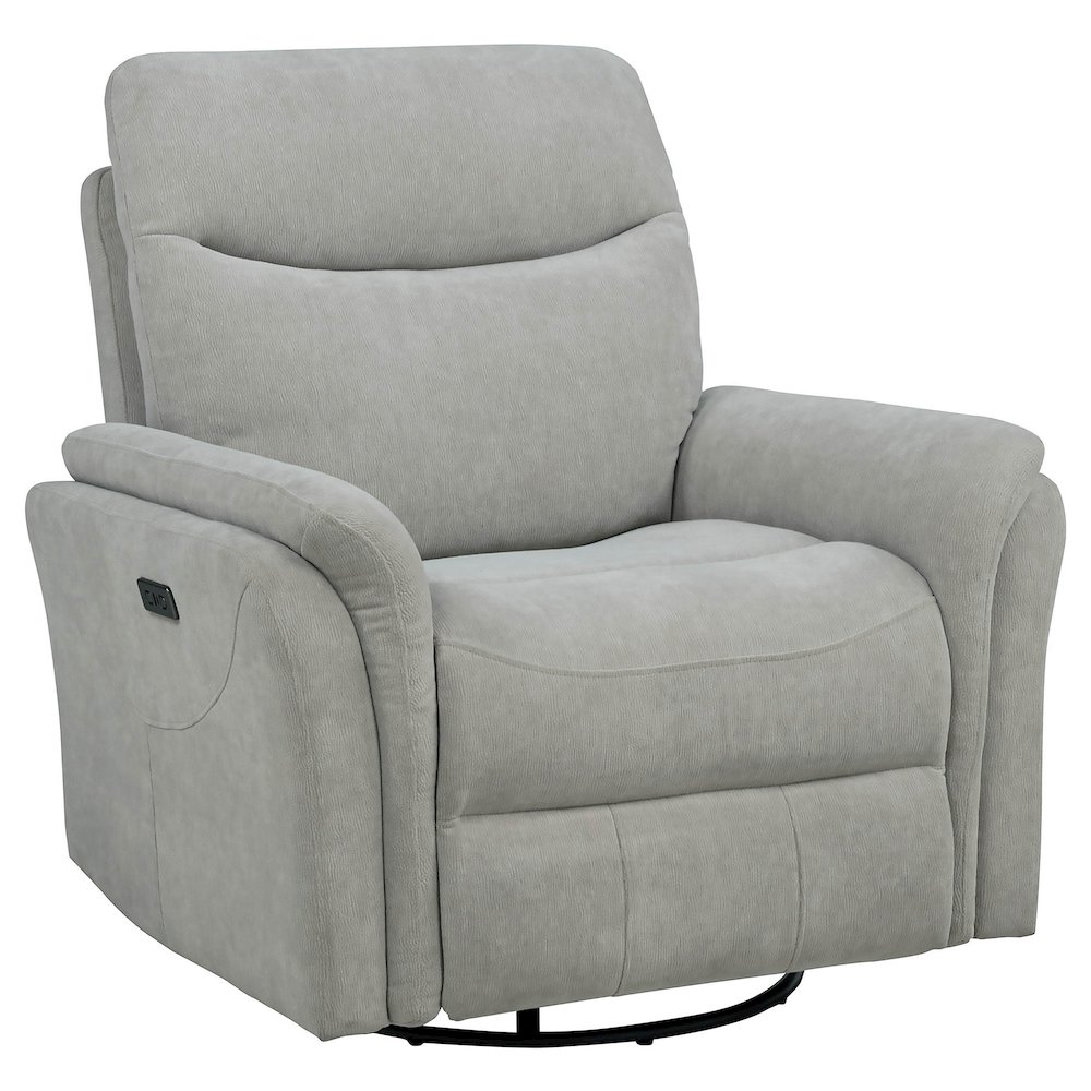Adler Upholstered Power Swivel Glider Recliner Ivory. Picture 4