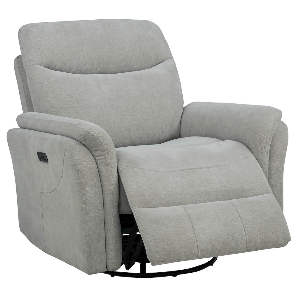 Adler Upholstered Power Swivel Glider Recliner Ivory. Picture 1