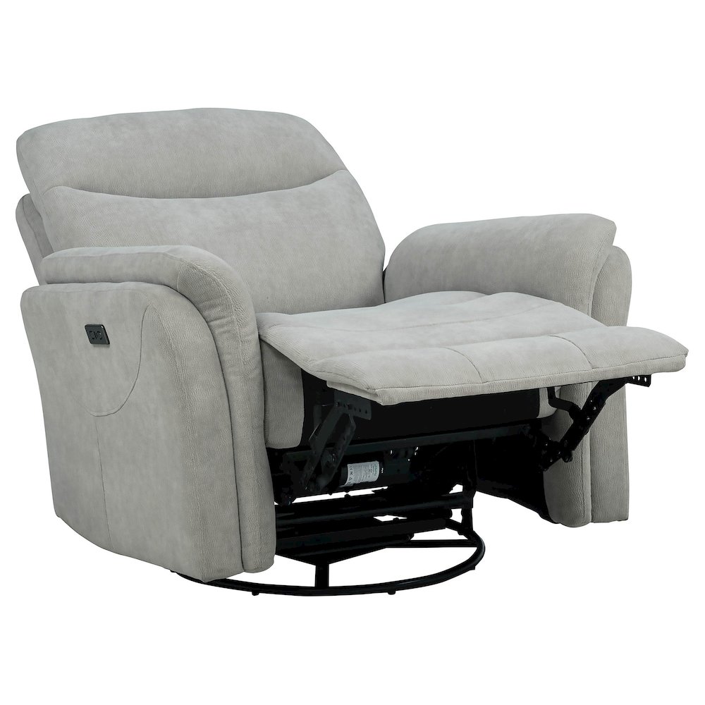 Adler Upholstered Power Swivel Glider Recliner Ivory. Picture 5