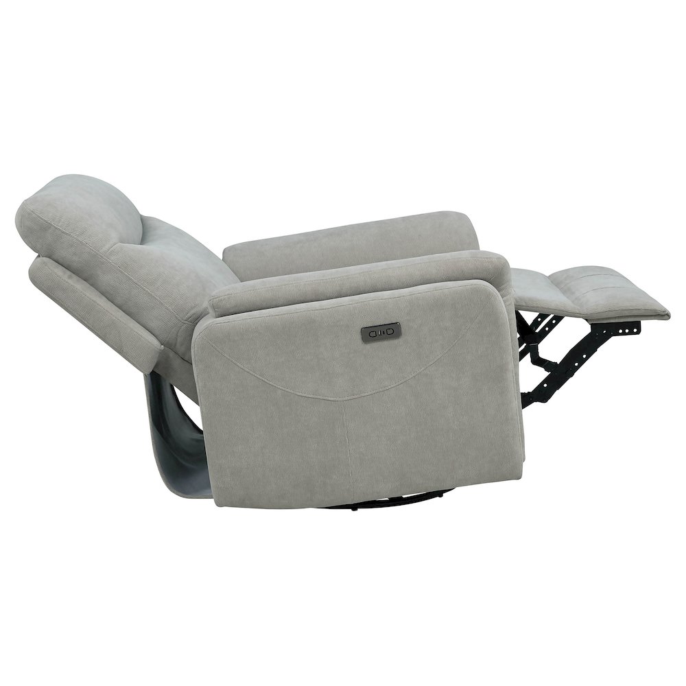 Adler Upholstered Power Swivel Glider Recliner Ivory. Picture 8