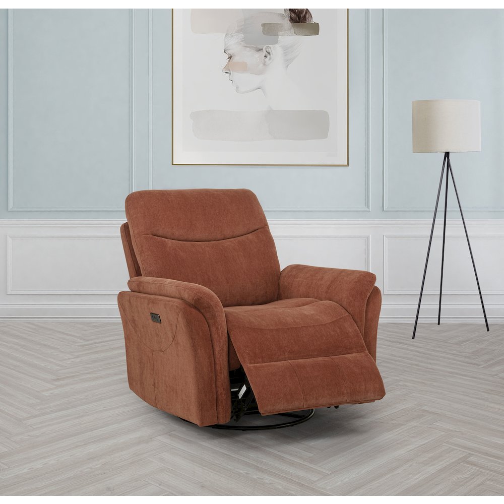 Adler Upholstered Power Swivel Glider Recliner Rust. Picture 3