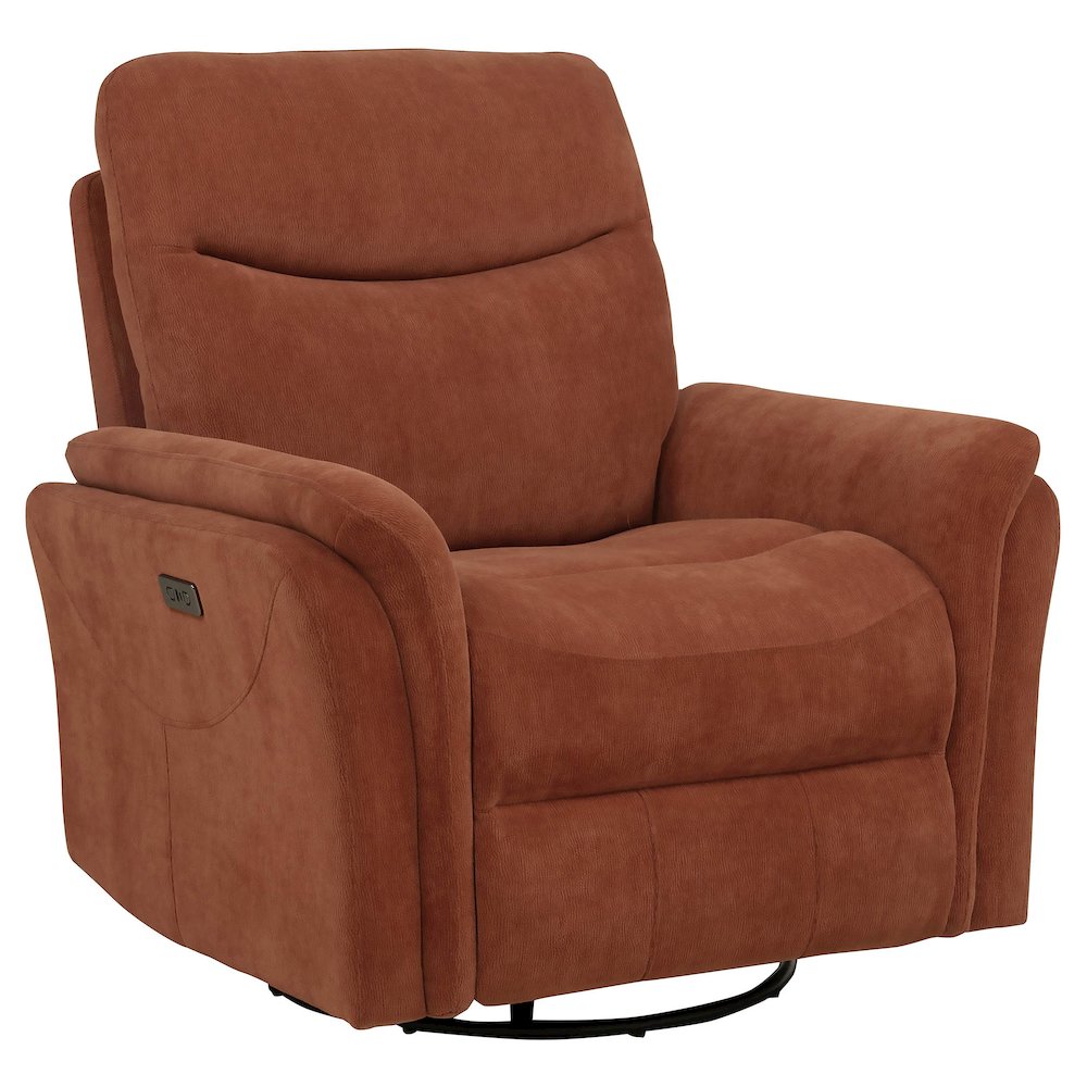 Adler Upholstered Power Swivel Glider Recliner Rust. Picture 4