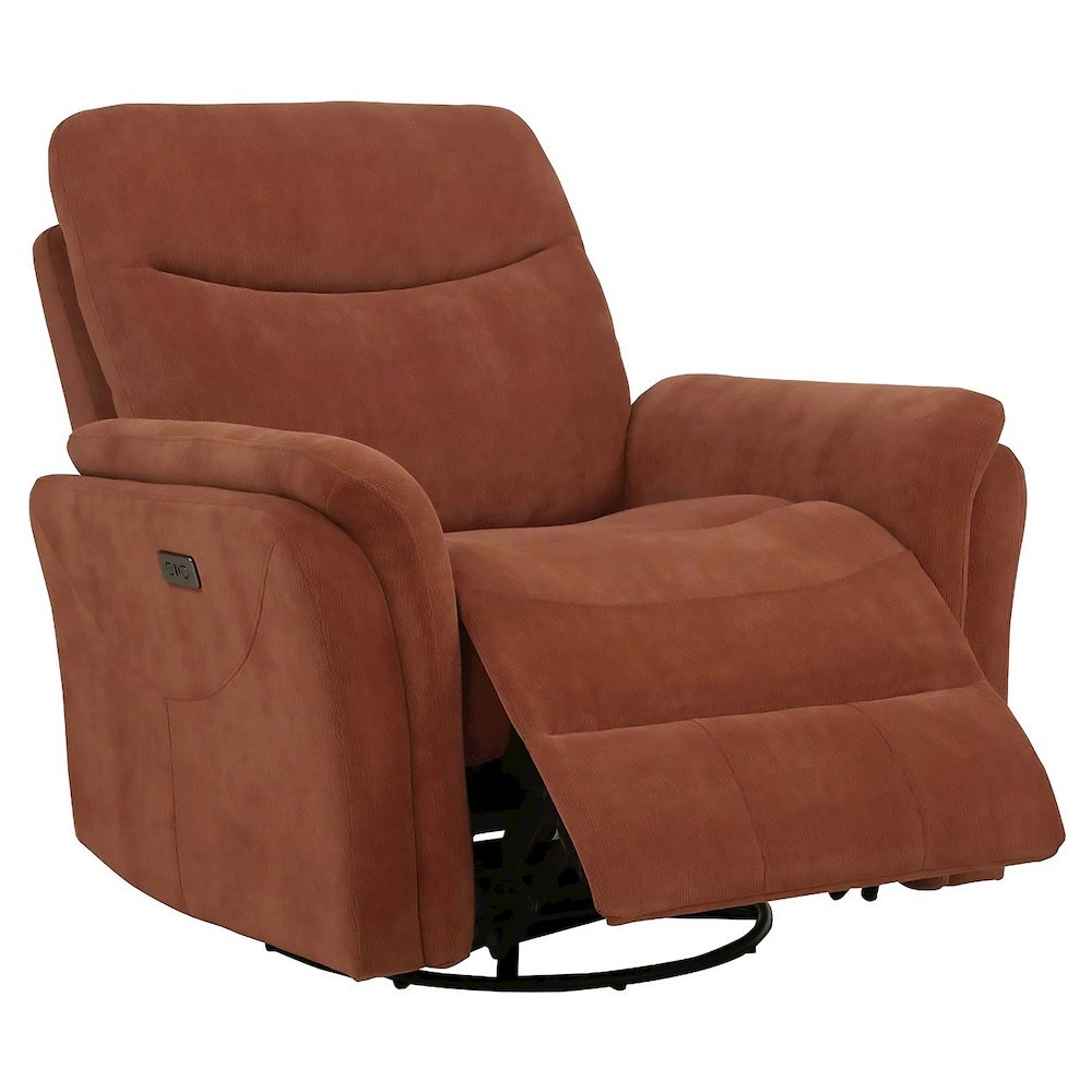 Adler Upholstered Power Swivel Glider Recliner Rust. Picture 1