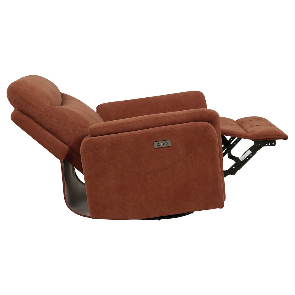 Adler Upholstered Power Swivel Glider Recliner Rust. Picture 8