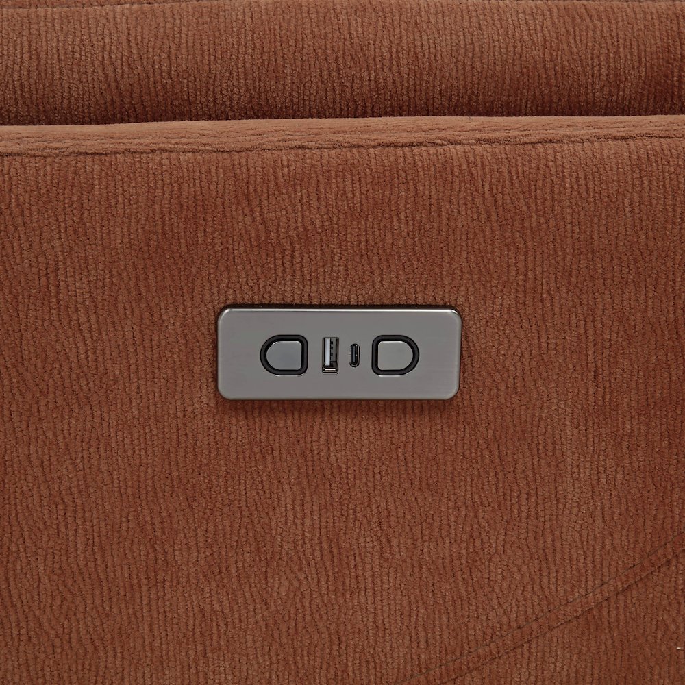 Adler Upholstered Power Swivel Glider Recliner Rust. Picture 9