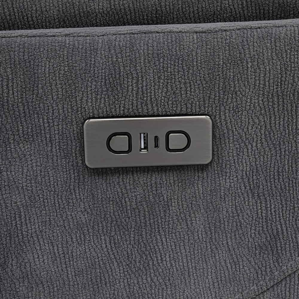 Adler Upholstered Power Swivel Glider Recliner Charcoal Grey. Picture 9