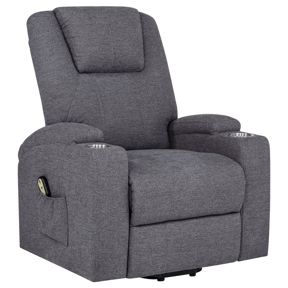 Louie Chenille Upholstered Power Lift Massage Chair Grey. Picture 1