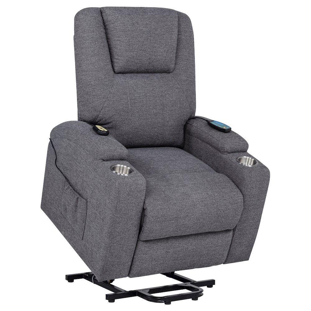 Louie Chenille Upholstered Power Lift Massage Chair Grey. Picture 5