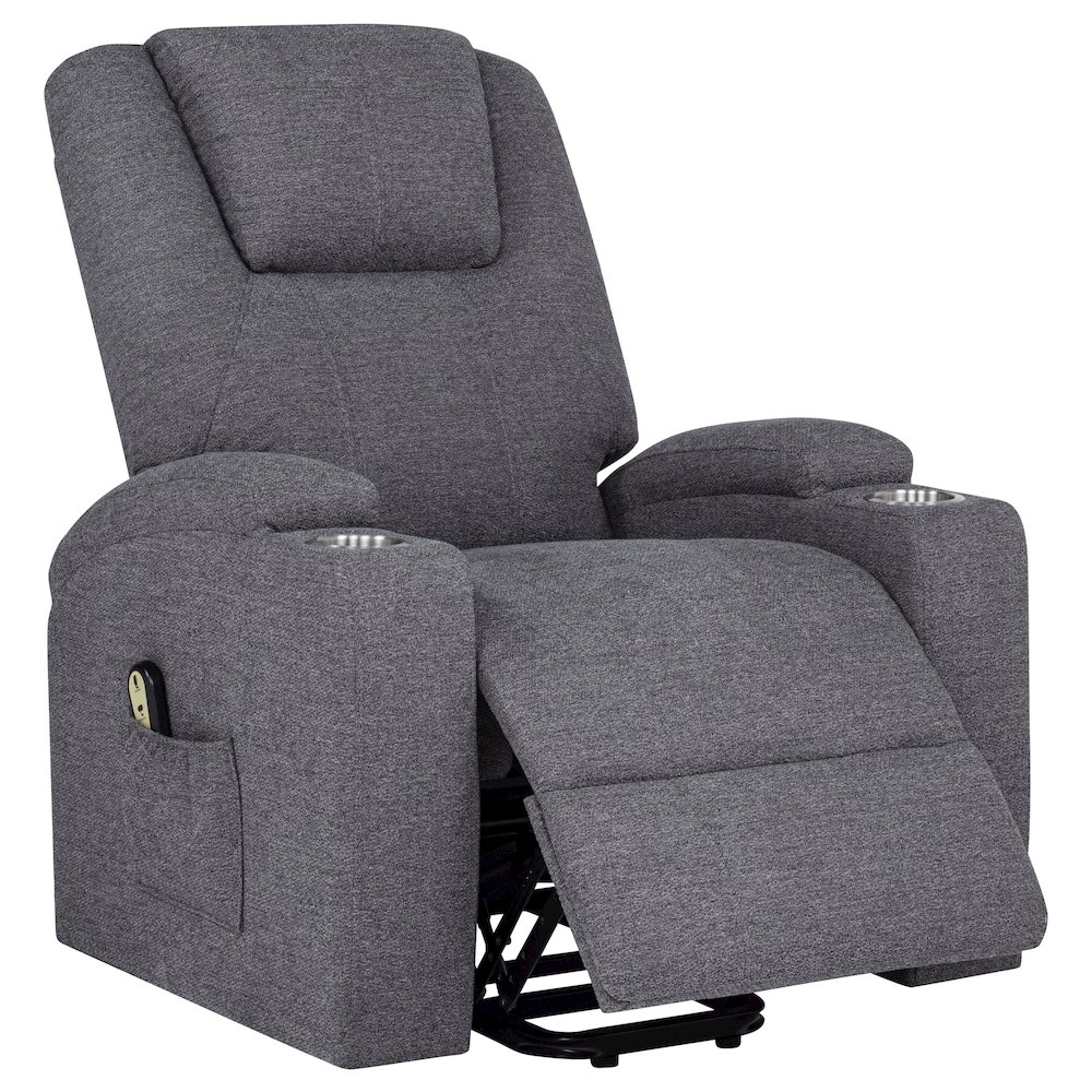 Louie Chenille Upholstered Power Lift Massage Chair Grey. Picture 6