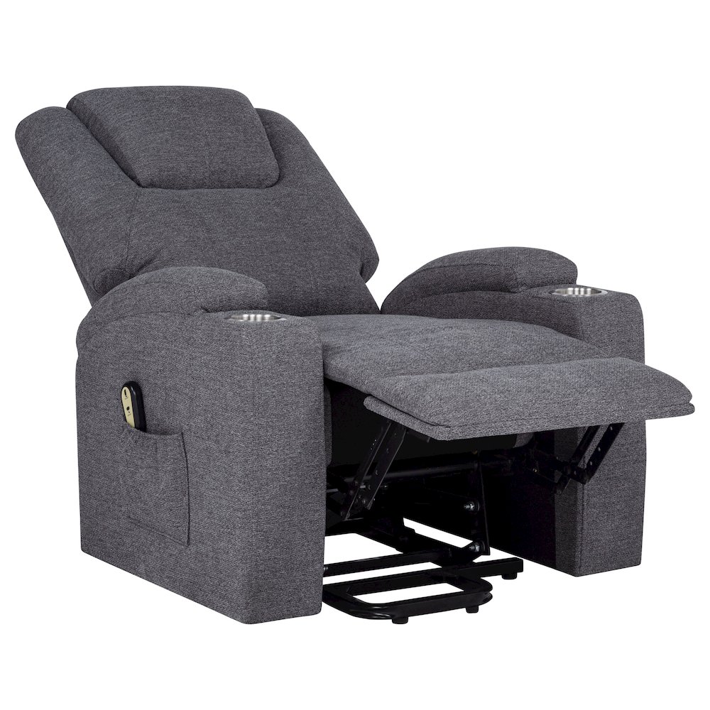 Louie Chenille Upholstered Power Lift Massage Chair Grey. Picture 7