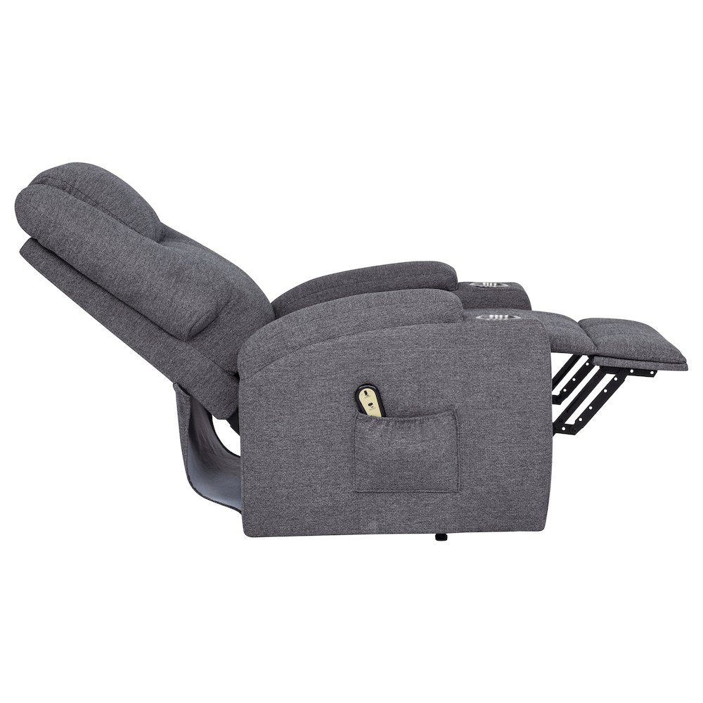 Louie Chenille Upholstered Power Lift Massage Chair Grey. Picture 10