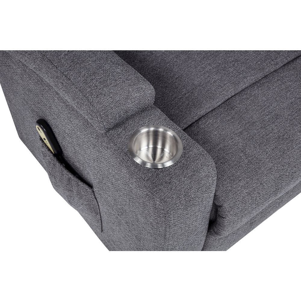 Louie Chenille Upholstered Power Lift Massage Chair Grey. Picture 11