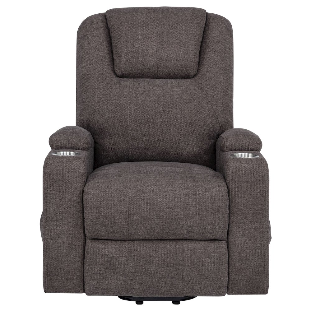 Louie Chenille Upholstered Power Lift Massage Chair Brown. Picture 8
