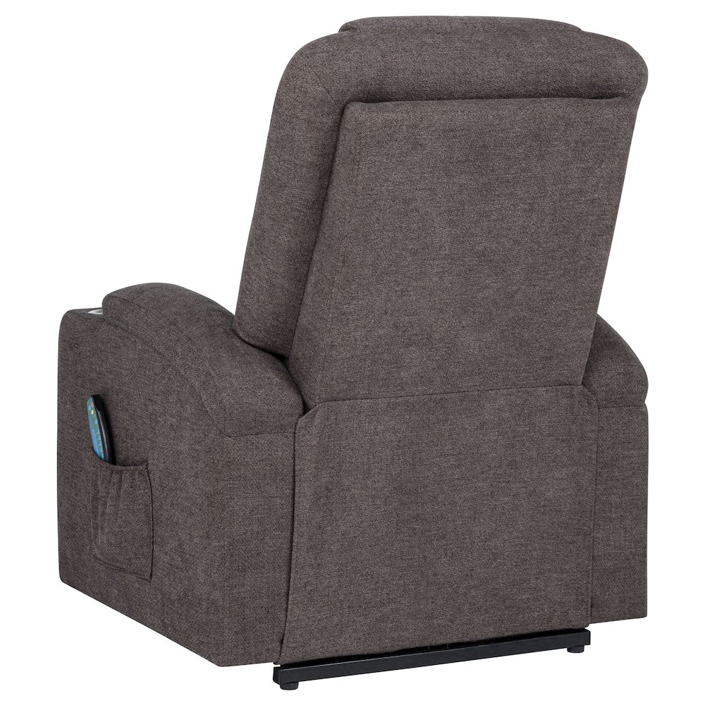 Louie Chenille Upholstered Power Lift Massage Chair Brown. Picture 9
