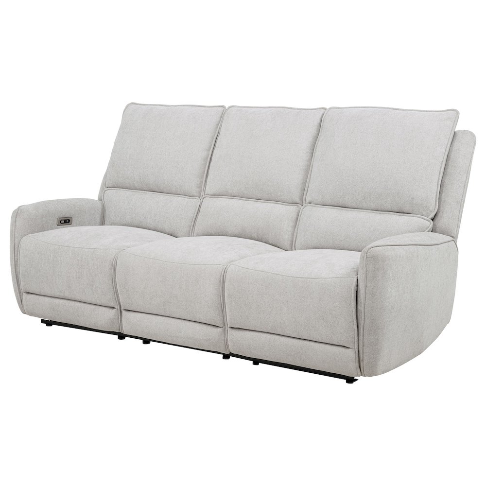 Sylmar Chenille Upholstered Power Reclining Sofa Dove Grey. Picture 6