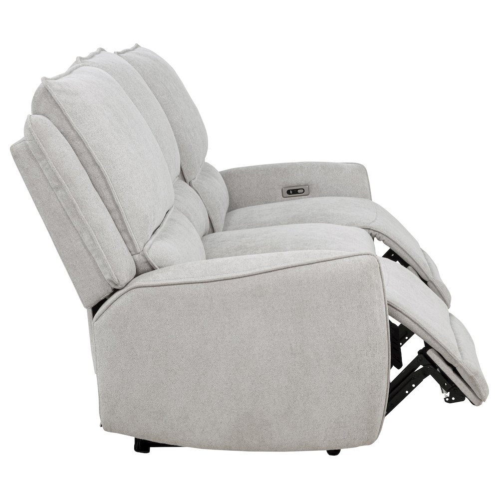 Sylmar Chenille Upholstered Power Reclining Sofa Dove Grey. Picture 10