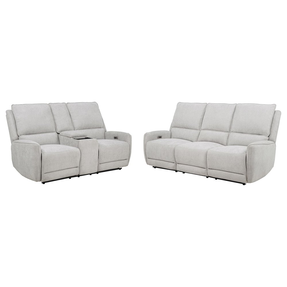 Sylmar 2-piece Chenille Power Reclining Sofa Set Dove Grey. Picture 1