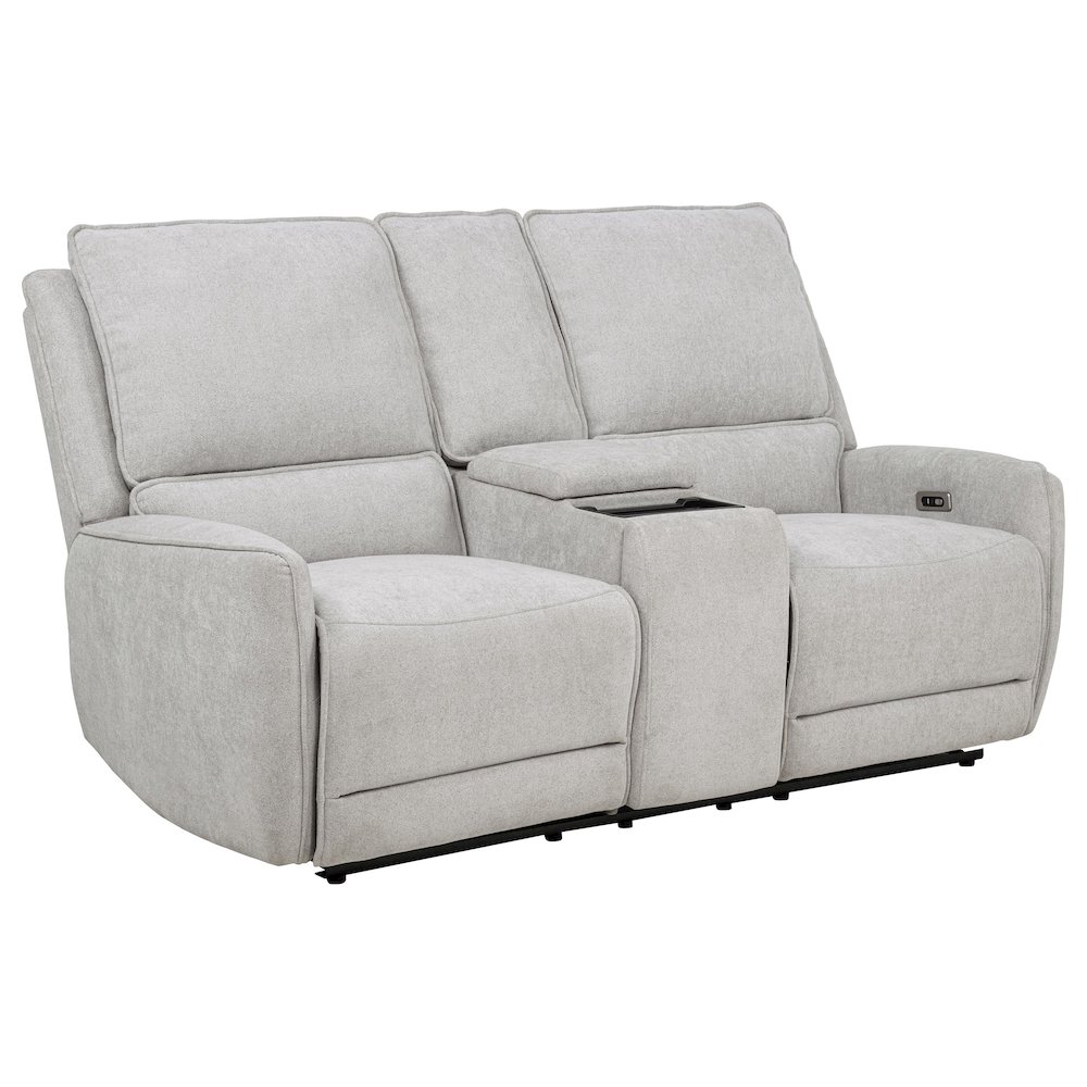 Sylmar Chenille Upholstered Power Reclining Loveseat Grey. Picture 1