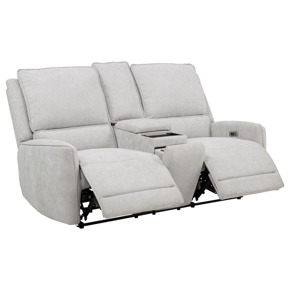 Sylmar Chenille Upholstered Power Reclining Loveseat Grey. Picture 2