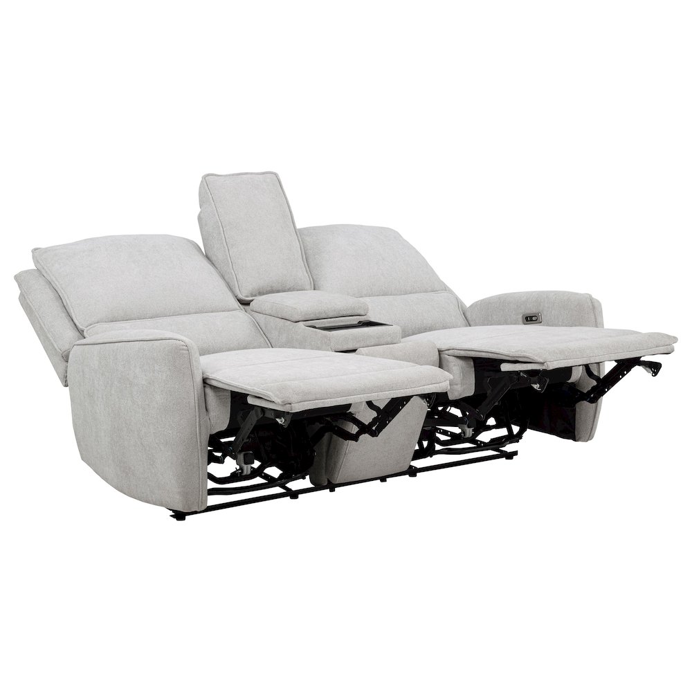 Sylmar Chenille Upholstered Power Reclining Loveseat Grey. Picture 3
