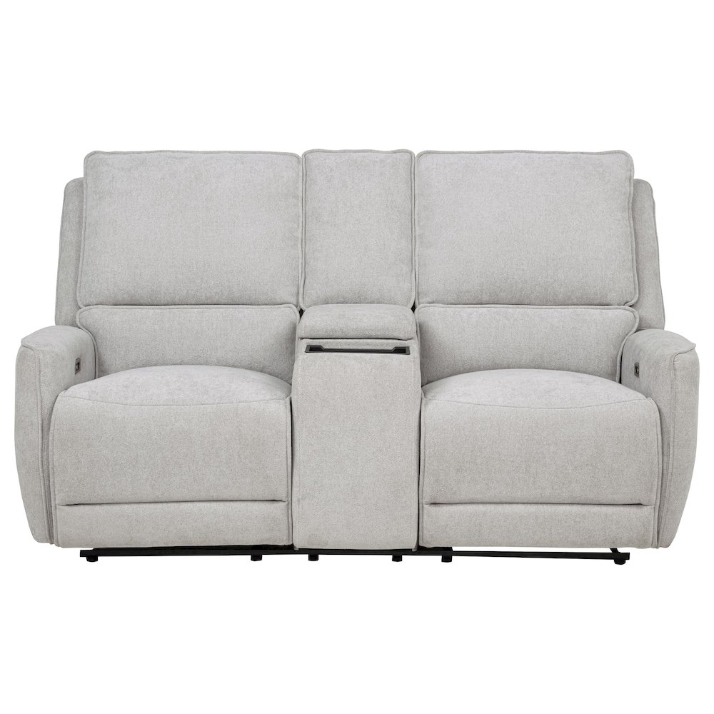 Sylmar Chenille Upholstered Power Reclining Loveseat Grey. Picture 4