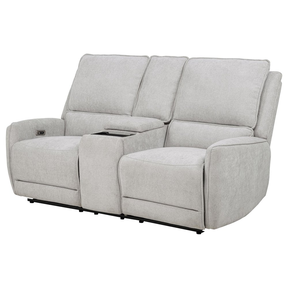 Sylmar Chenille Upholstered Power Reclining Loveseat Grey. Picture 5
