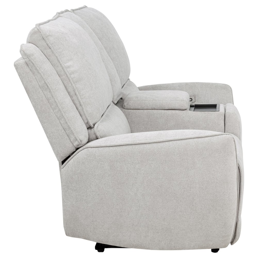 Sylmar Chenille Upholstered Power Reclining Loveseat Grey. Picture 8