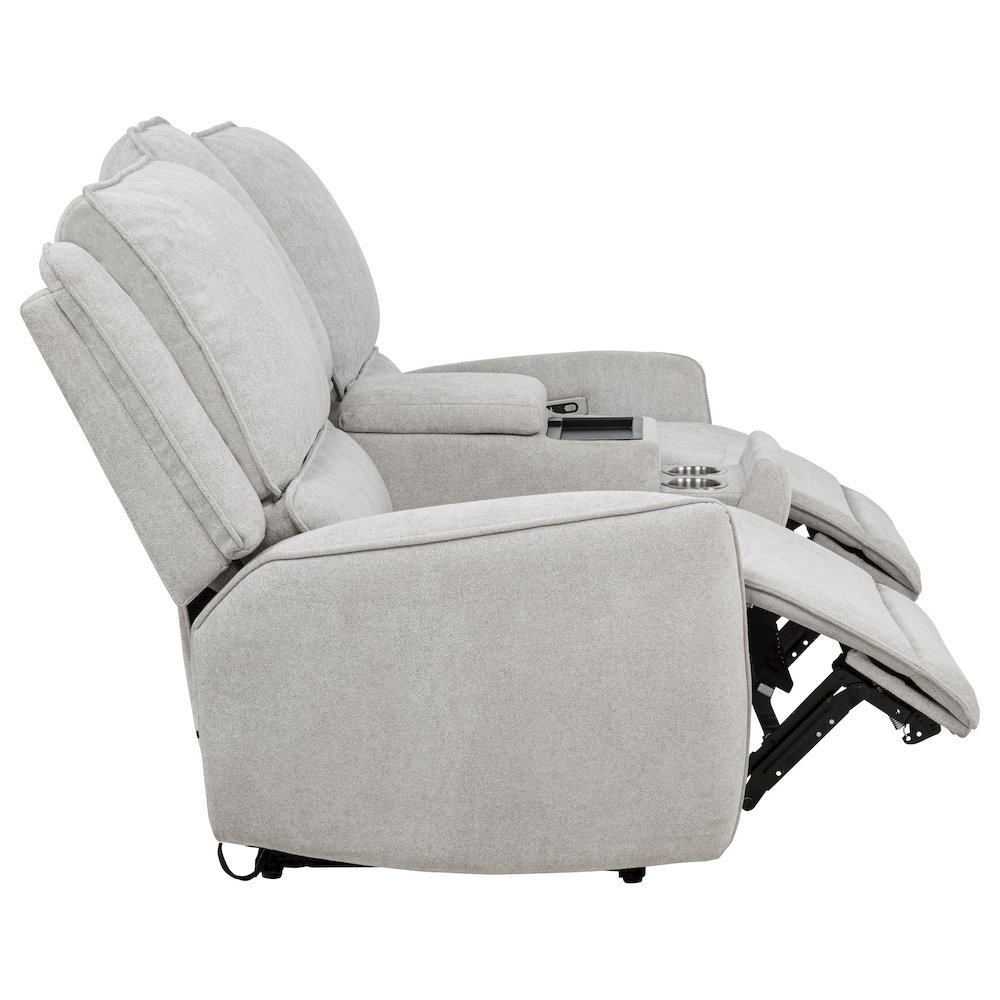 Sylmar Chenille Upholstered Power Reclining Loveseat Grey. Picture 9