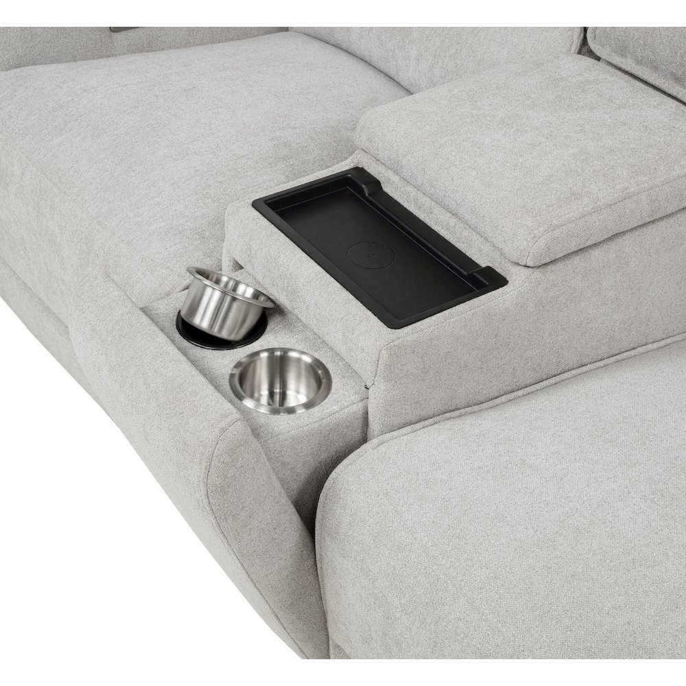 Sylmar Chenille Upholstered Power Reclining Loveseat Grey. Picture 11