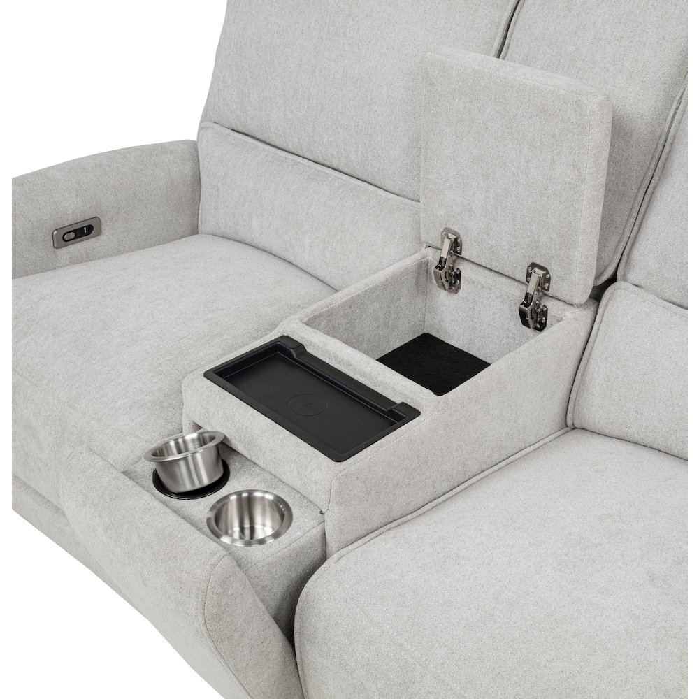 Sylmar Chenille Upholstered Power Reclining Loveseat Grey. Picture 12