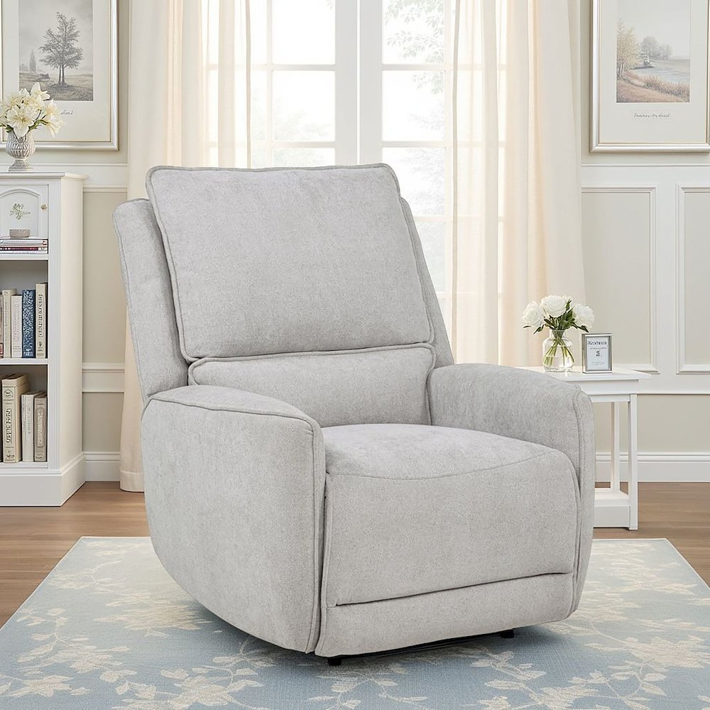 Sylmar Chenille Upholstered Power Recliner Dove Grey. Picture 2
